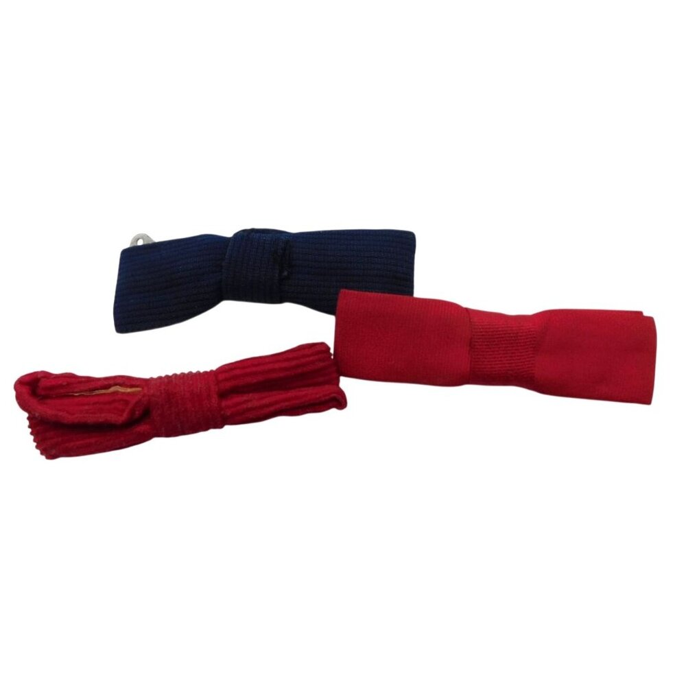 Lot of 3 Vintage Baby Clip On Bowties Ties Red Blue 2.75" Ever Grip Ormond Royal